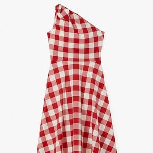 Kate Spade One-Shoulder Red Gingham Dress